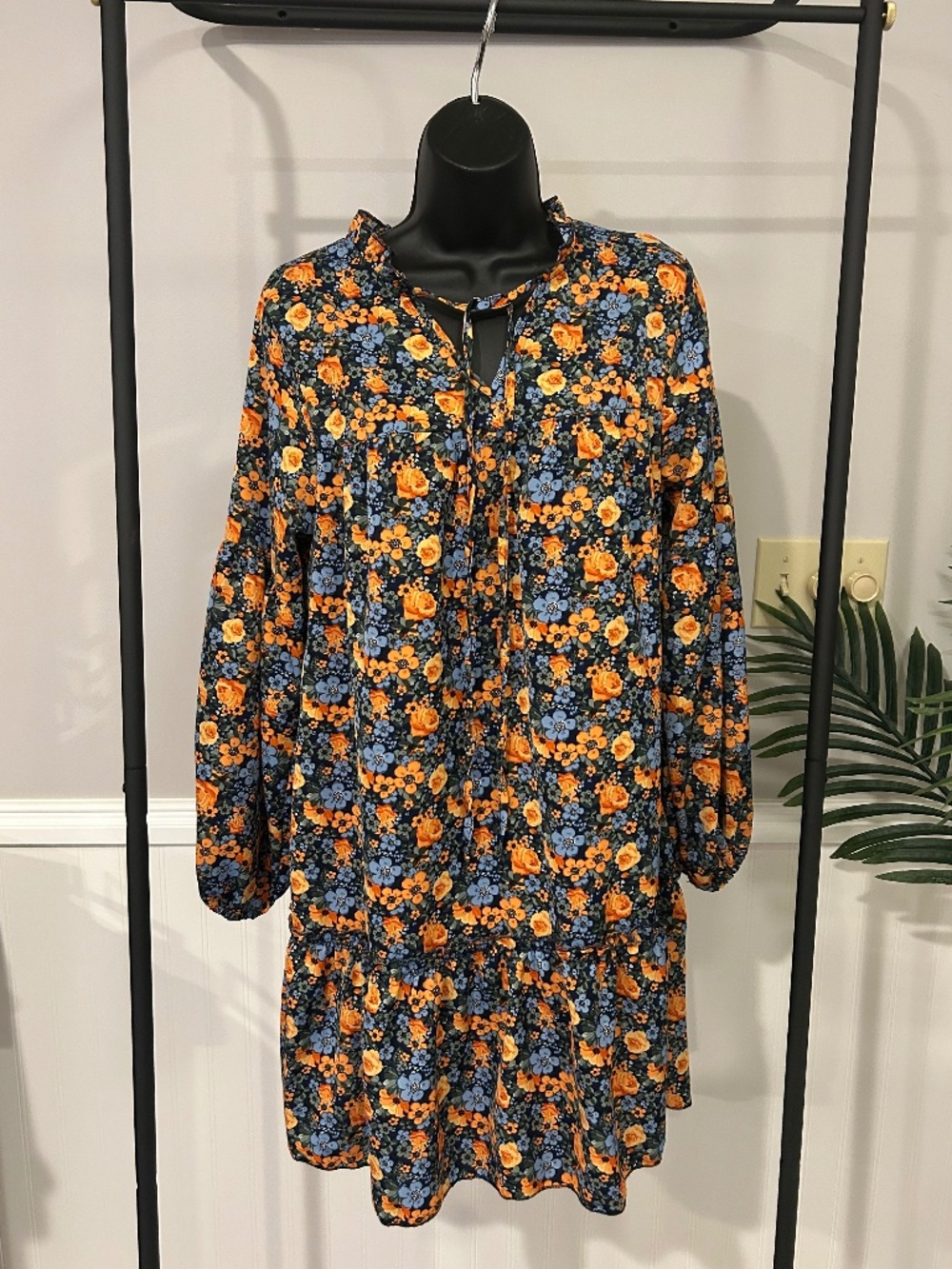 Kirundo orange and blue floral dress; size small